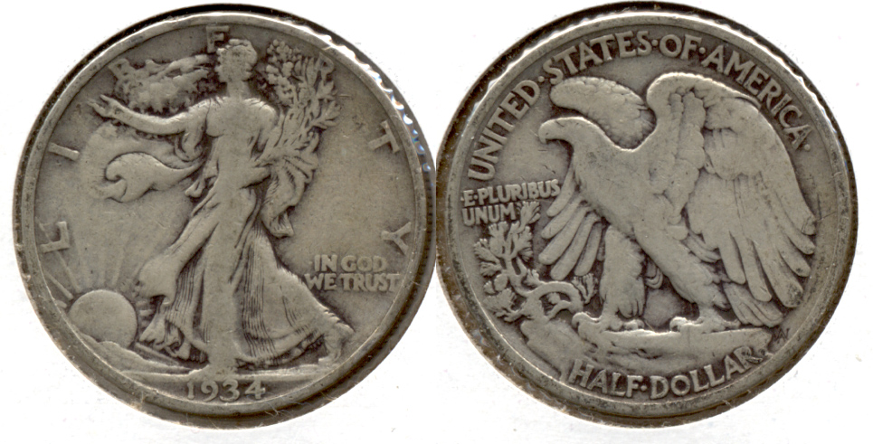 1934 Walking Liberty Half Dollar VG-8 b