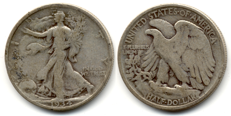 1934 Walking Liberty Half Dollar VG-8 e