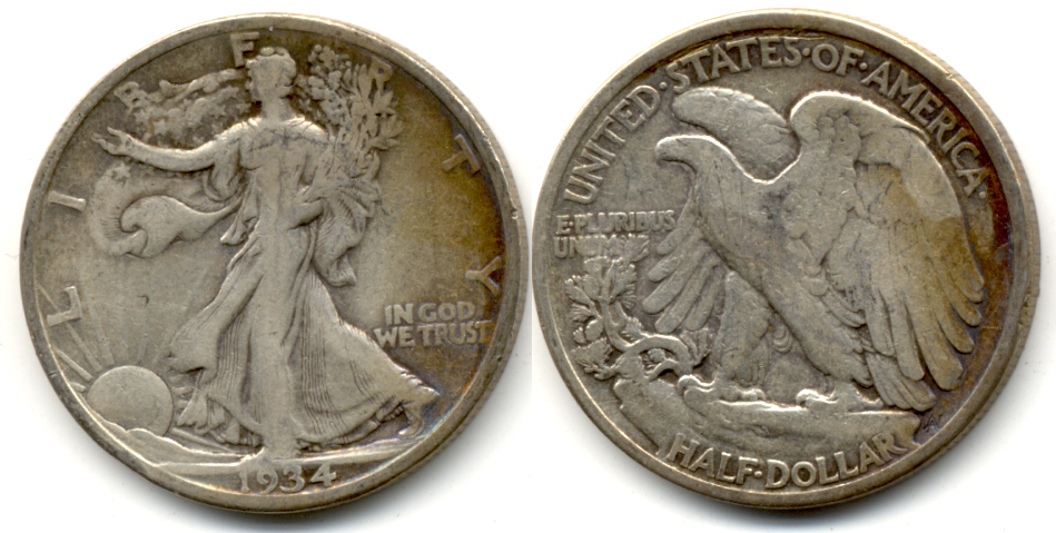 1934 Walking Liberty Half Dollar VG-8 f