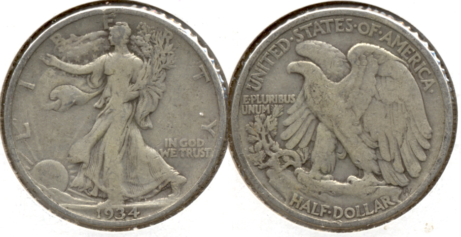 1934 Walking Liberty Half Dollar VG-8 l