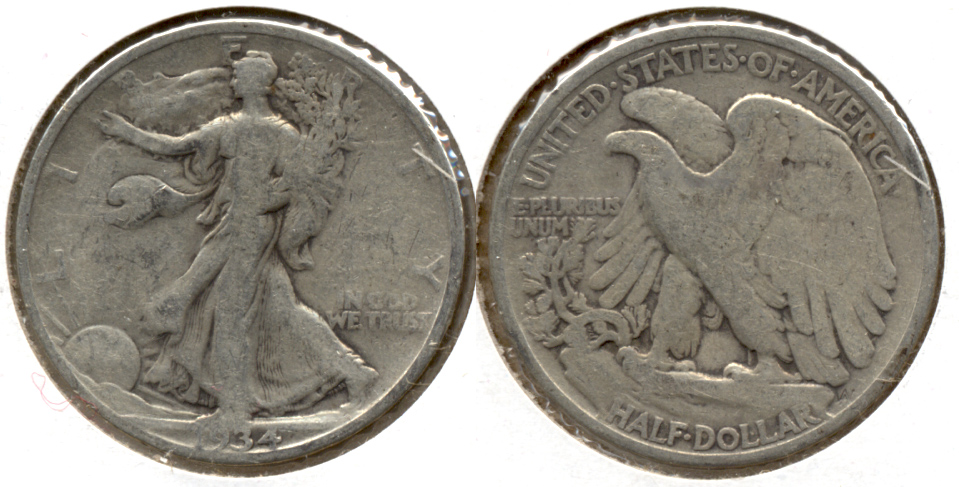 1934 Walking Liberty Half Dollar VG-8 o