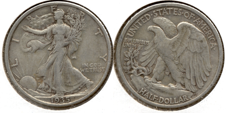 1935 Walking Liberty Half Dollar VF-20 b