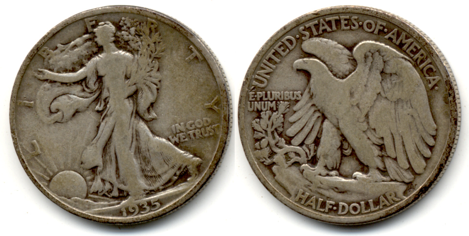 1935 Walking Liberty Half Dollar VG-8 b
