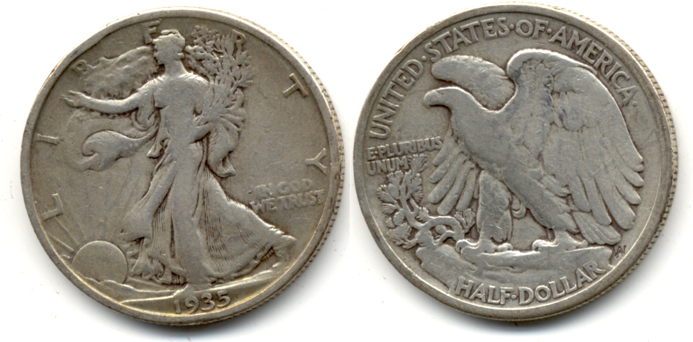1935 Walking Liberty Half Dollar VG-8 h
