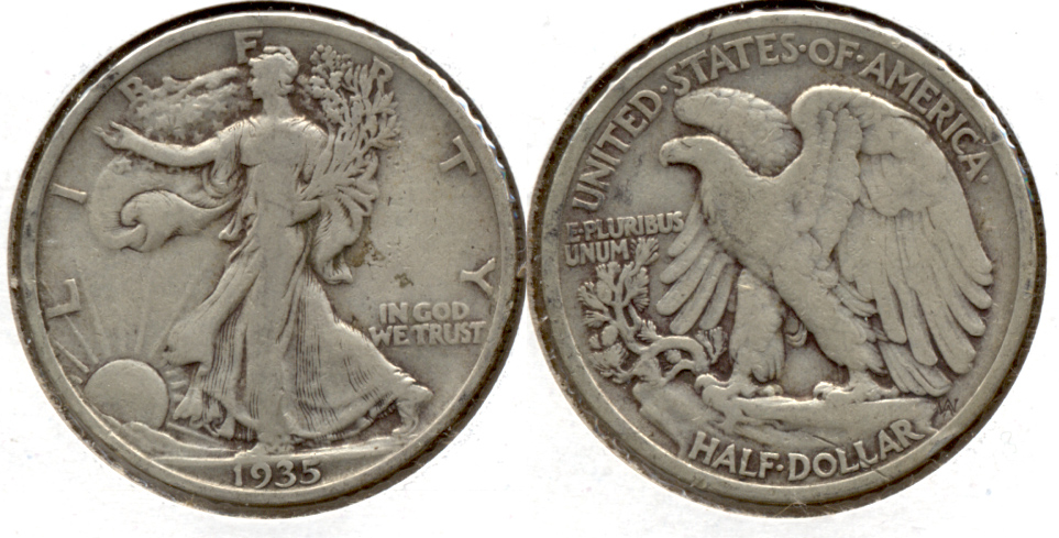 1935 Walking Liberty Half Dollar VG-8 m