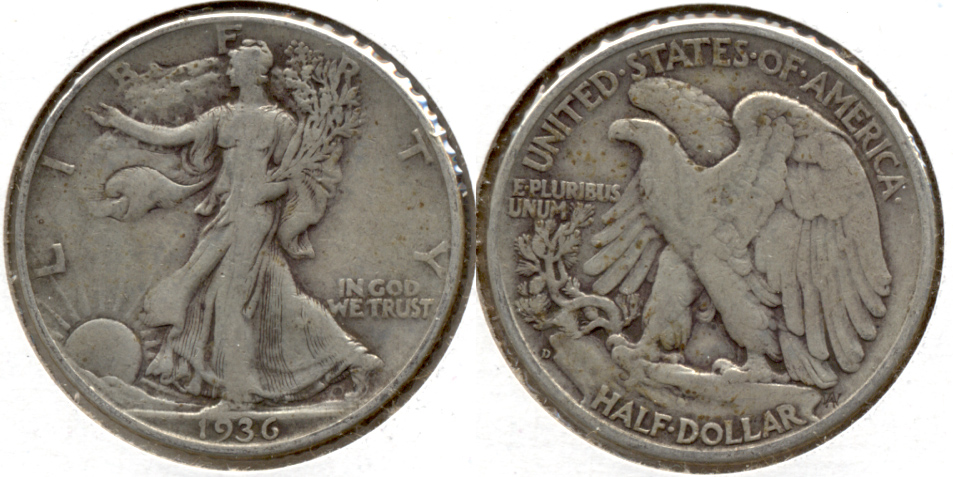 1936-D Walking Liberty Half Dollar Fine-12 a