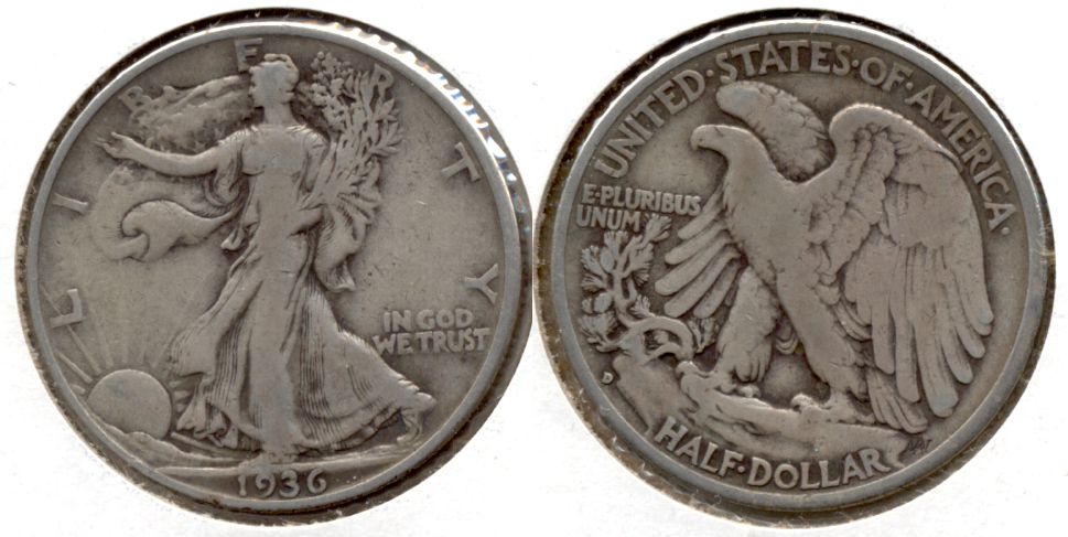 1936-D Walking Liberty Half Dollar Fine-12 e