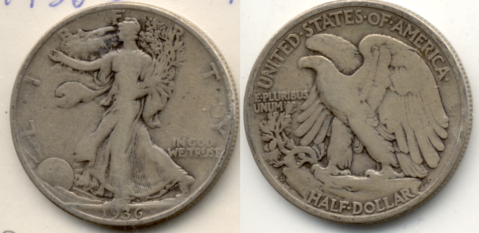 1936-D Walking Liberty Half Dollar Fine-12 f