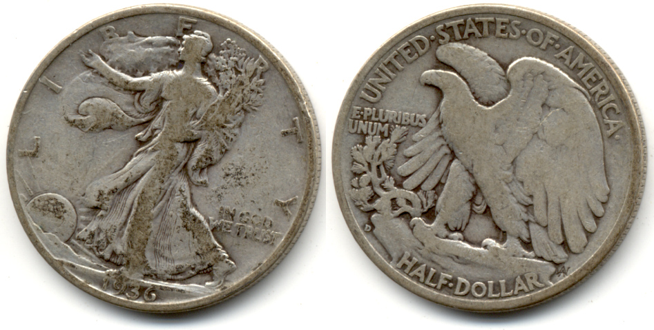 1936-D Walking Liberty Half Dollar VG-8 a