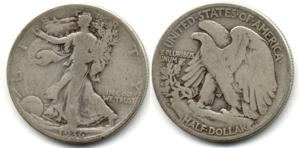 1936-D Walking Liberty Half Dollar VG-8 c