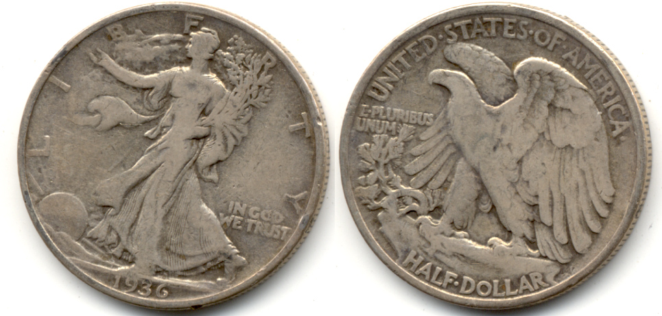 1936 Walking Liberty Half Dollar Fine-12 b