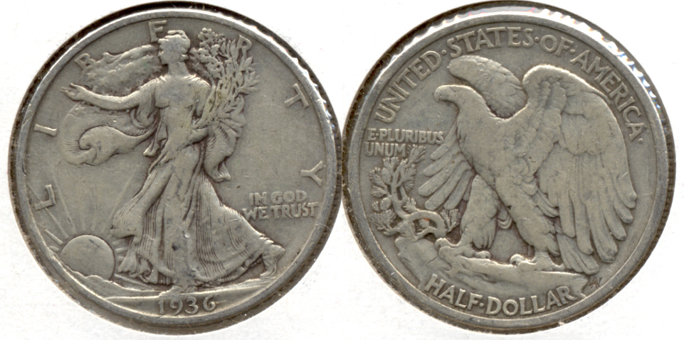 1936 Walking Liberty Half Dollar Fine-12 f
