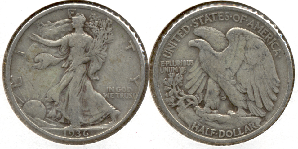 1936 Walking Liberty Half Dollar Fine-12 g