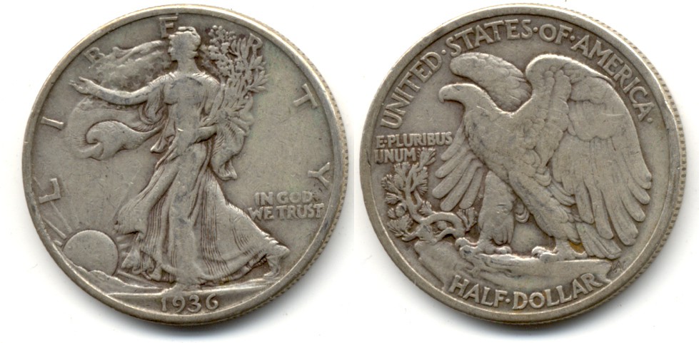 1936 Walking Liberty Half Dollar Fine-12 h