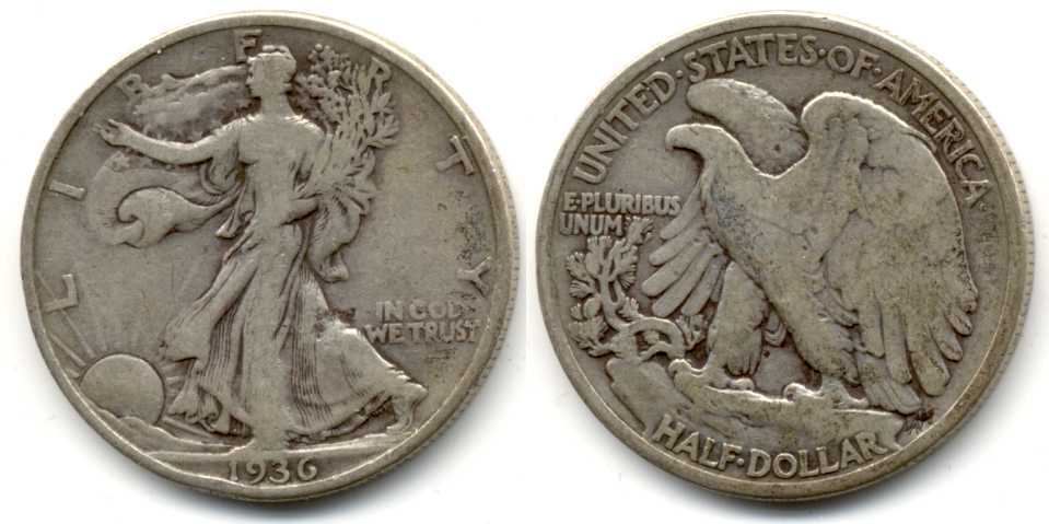1936 Walking Liberty Half Dollar Fine-12 j