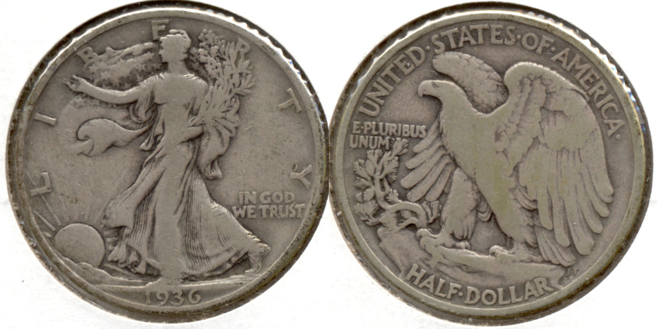 1936 Walking Liberty Half Dollar Fine-12 o