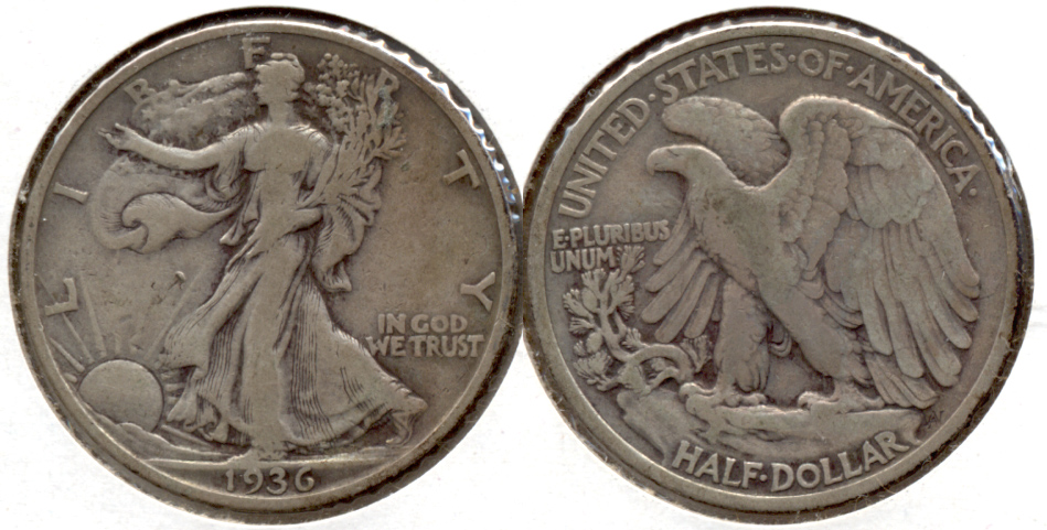 1936 Walking Liberty Half Dollar Fine-12 u