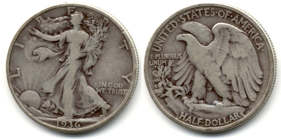 1936 Walking Liberty Half Dollar VG-8 a