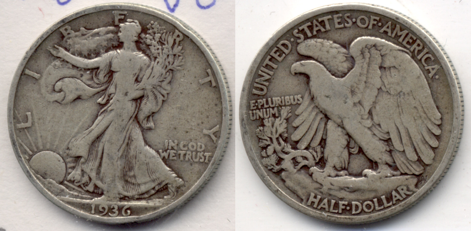 1936 Walking Liberty Half Dollar VG-8 c
