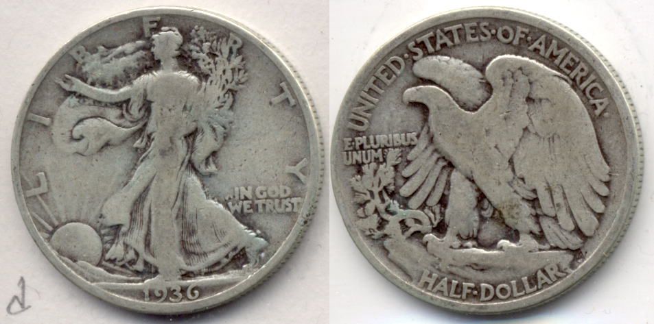 1936 Walking Liberty Half Dollar VG-8 d