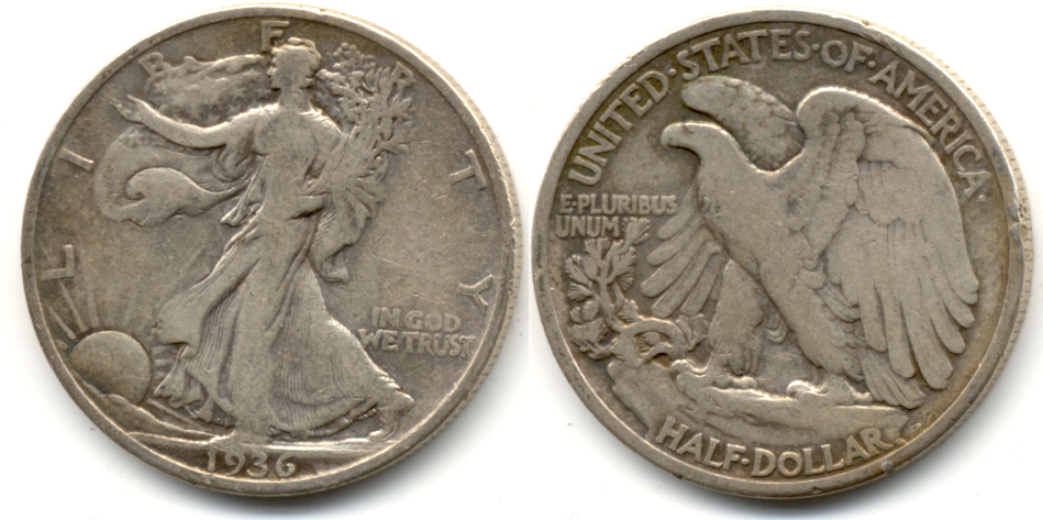 1936 Walking Liberty Half Dollar VG-8 e