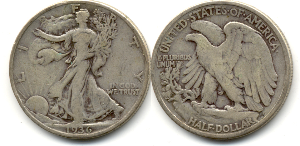 1936 Walking Liberty Half Dollar VG-8 g