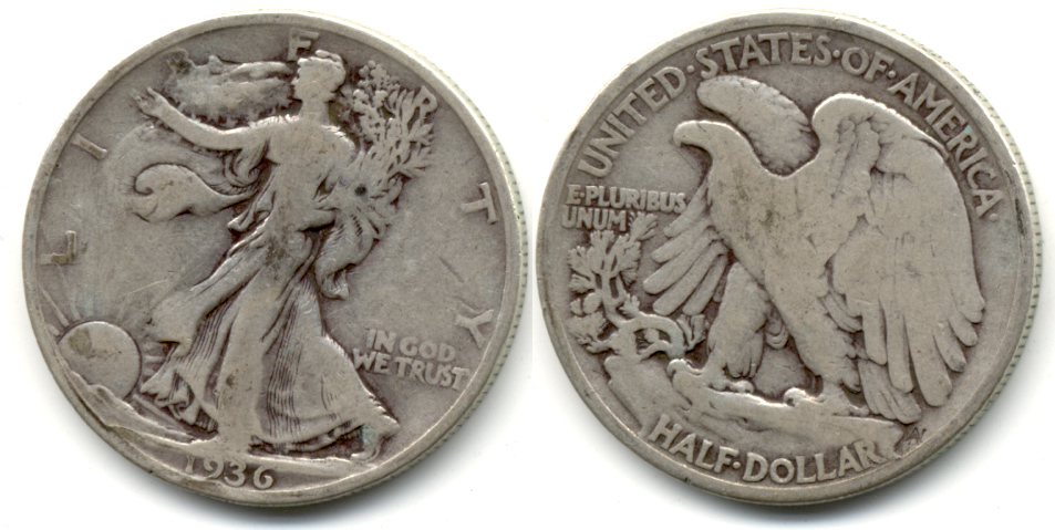 1936 Walking Liberty Half Dollar VG-8 k