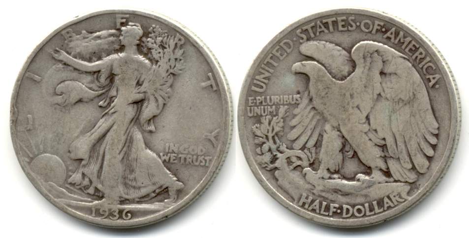 1936 Walking Liberty Half Dollar VG-8 m