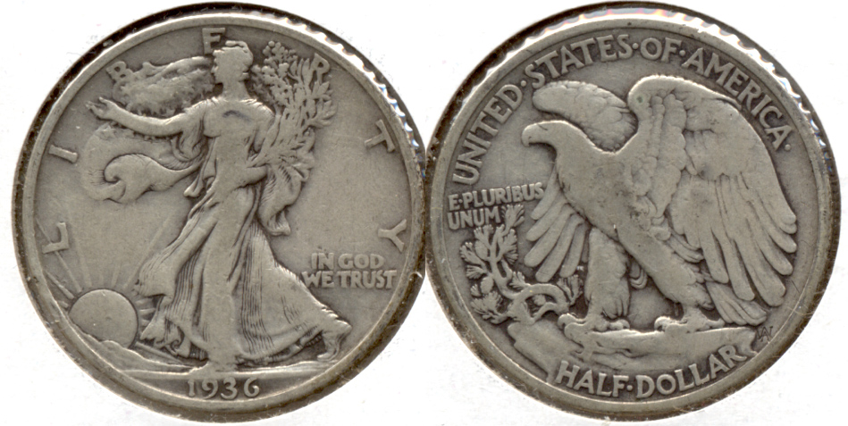 1936 Walking Liberty Half Dollar VG-8 t