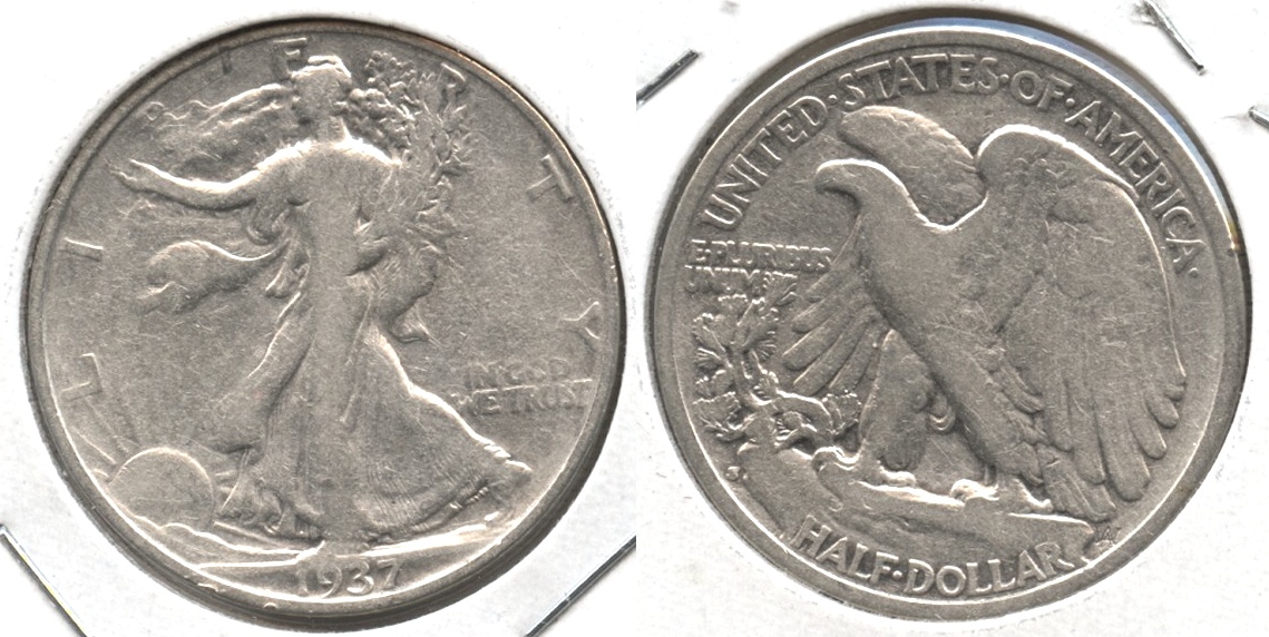 1937-S Walking Liberty Half Dollar Fine-12 #d Cleaned