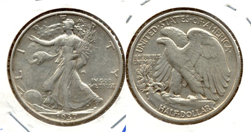 1937 Liberty Walking Liberty Half Dollar AU-50 c Obverse Scratch