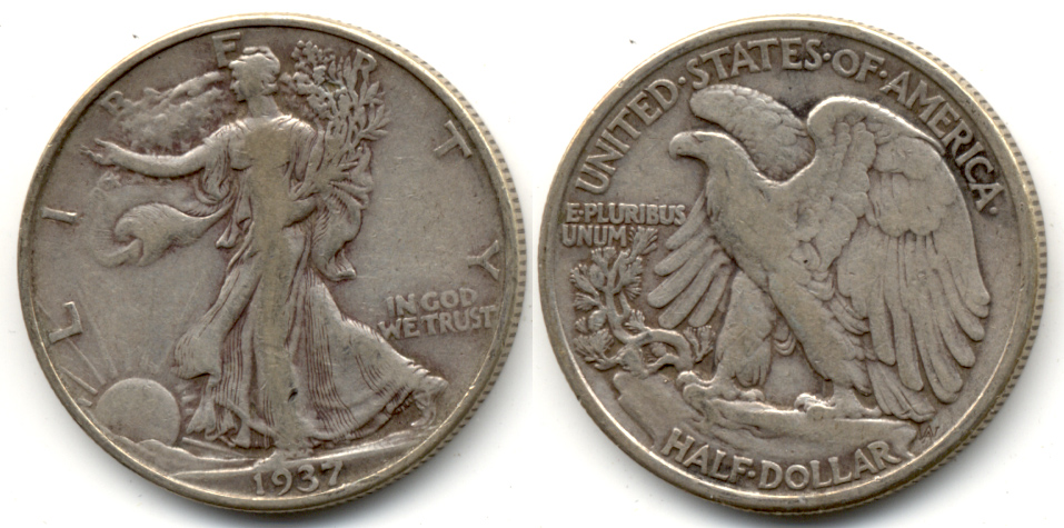 1937 Walking Liberty Half Dollar Fine-12 a