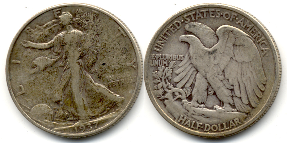 1937 Walking Liberty Half Dollar Fine-12 b