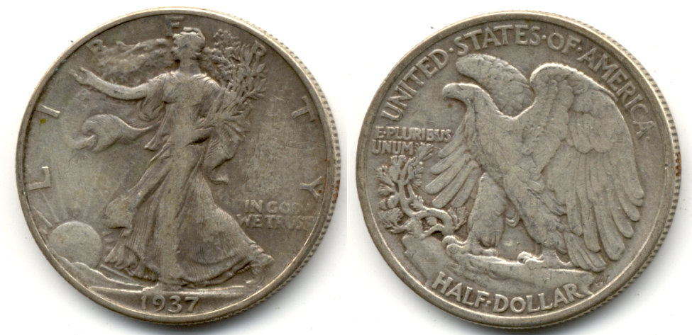 1937 Walking Liberty Half Dollar Fine-12 f