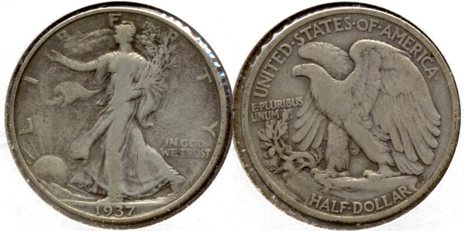 1937 Walking Liberty Half Dollar Fine-12 r