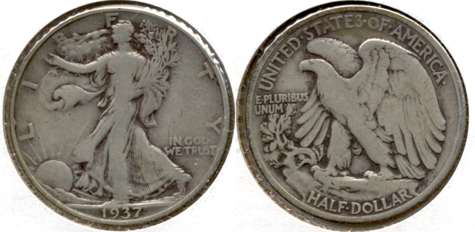 1937 Walking Liberty Half Dollar Fine-12 u