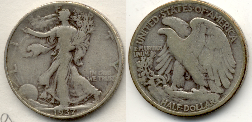 1937 Walking Liberty Half Dollar VG-8 a