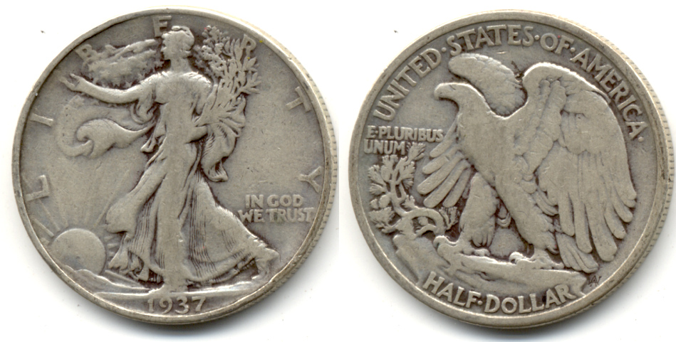 1937 Walking Liberty Half Dollar VG-8 b