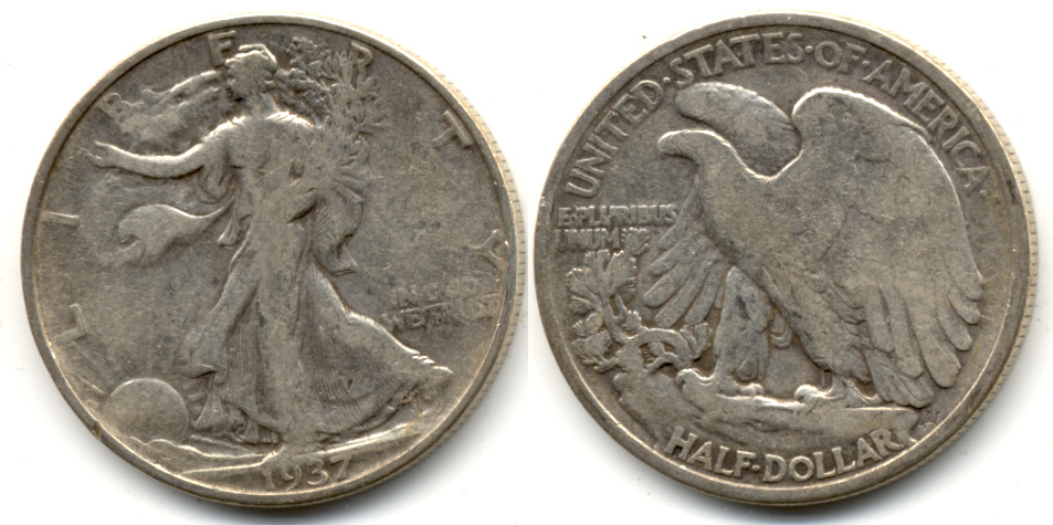 1937 Walking Liberty Half Dollar VG-8 e