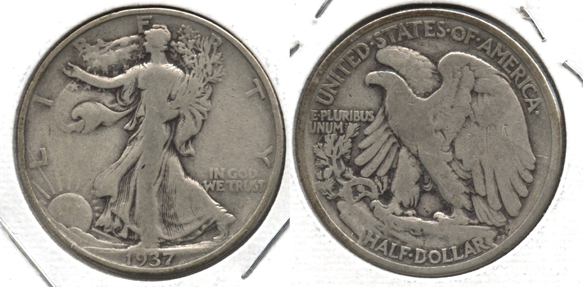 1937 Walking Liberty Half Dollar VG-8 #k