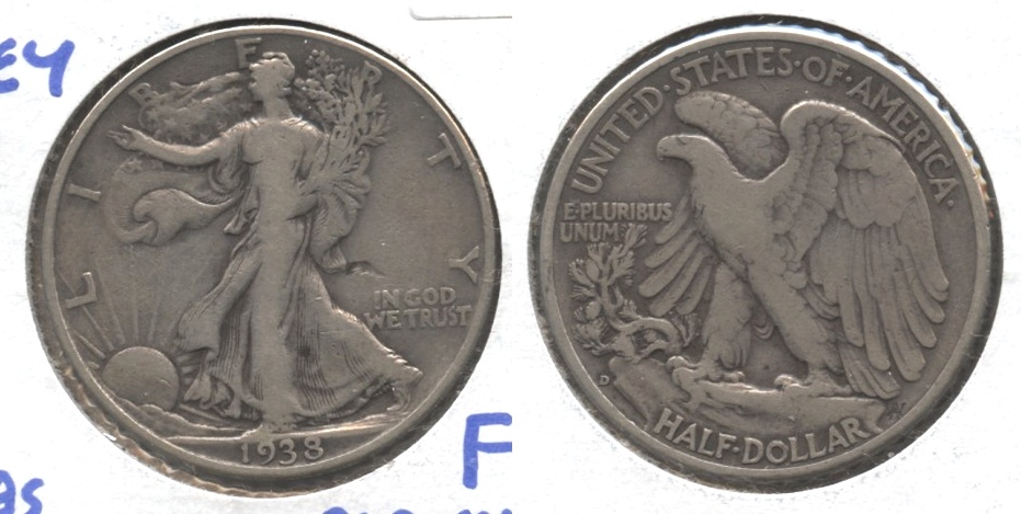 1938-D Walking Liberty Half Dollar Fine-12 b Flaw