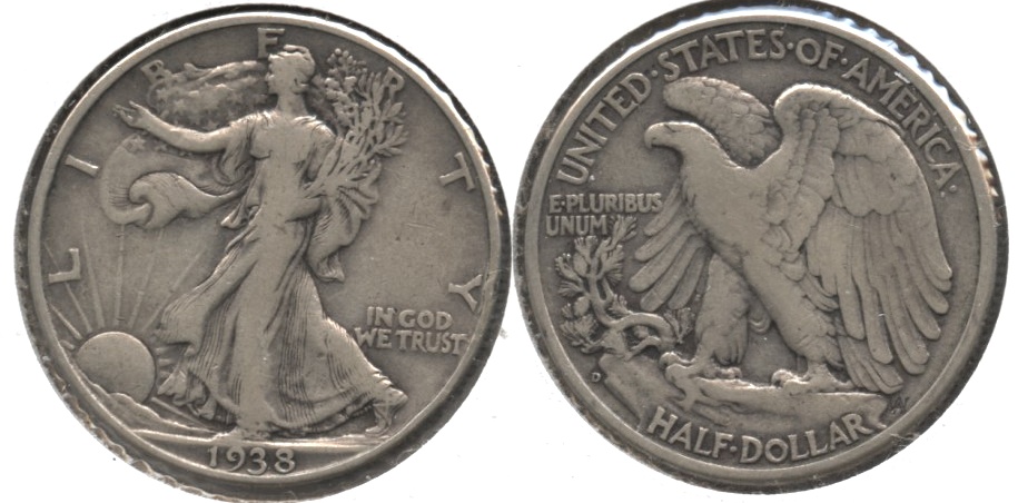 1938-D Walking Liberty Half Dollar Fine-12 e