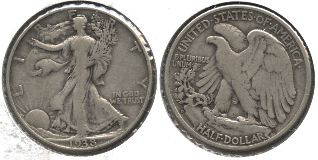 1938-D Walking Liberty Half Dollar Fine-12 #k