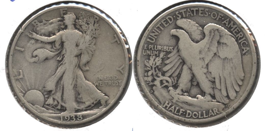 1938-D Walking Liberty Half Dollar Fine-12 #m