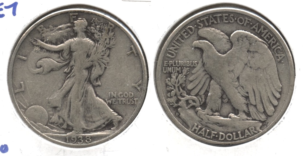 1938-D Walking Liberty Half Dollar Fine-12 #o