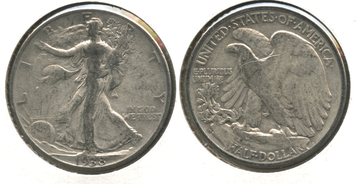 1938-D Walking Liberty Half Dollar Fine-12 #x Cleaned