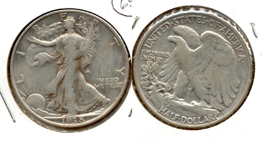1938-D Walking Liberty Half Dollar Fine-15 a