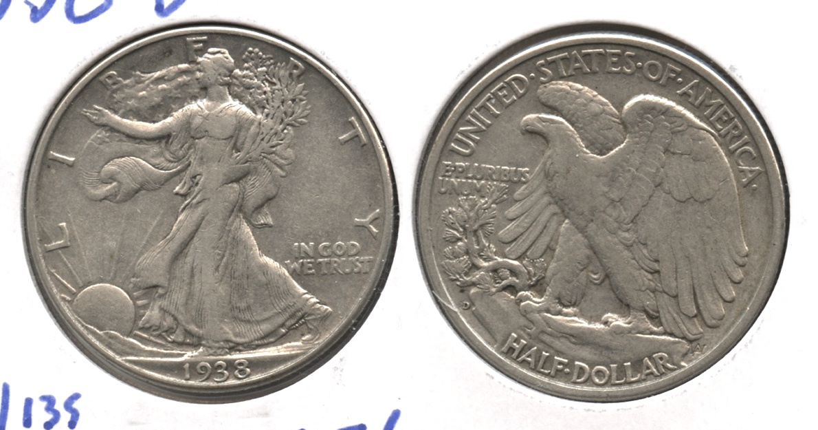 1938-D Walking Liberty Half Dollar VF-30 #a
