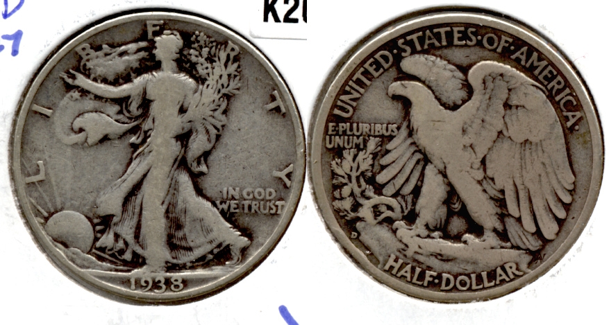 1938-D Walking Liberty Half Dollar VG-8