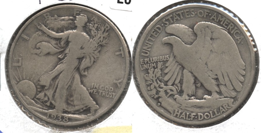 1938-D Walking Liberty Half Dollar VG-8 #e